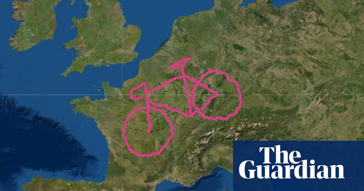 Couple draw giant 4,500-mile GPS bicycle across Europe