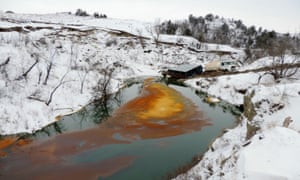 An oil spill from the Belle Fourche pipeline in North Dakota.