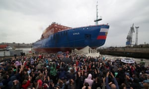 Float out ceremony of the nuclear-powered icebreaker Ural at the Baltic Shipyard in St Petersburg.