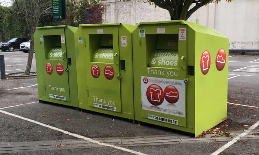 Clothes and shoes recycling bins at Waitrose