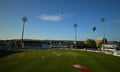 Hot air balloons fly over Taunton during the match between Somerset and Nottinghamshire.