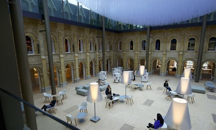 Convent courtyard with art installation
