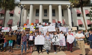 Protestors gather at the Florida state Capitol in Tallahassee, after the Parkland school shooting in February.