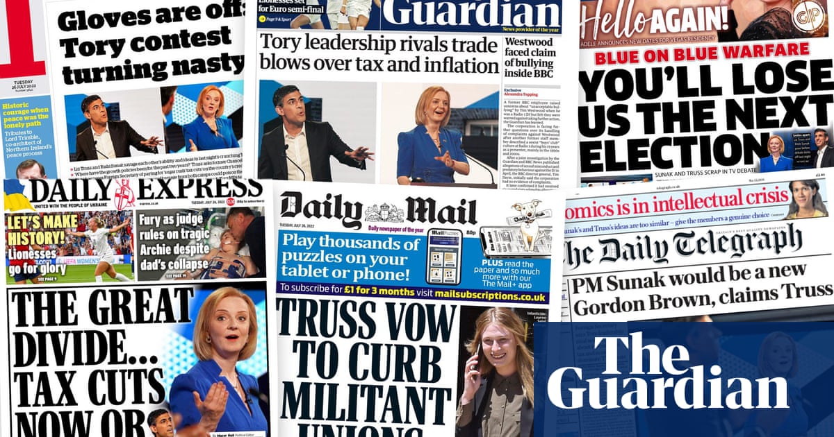 ‘Gloves are off’: what the papers say about the Tory leadership TV debate