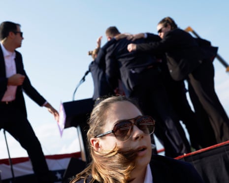 Donald Trump is rushed offstage by Secret Service agents