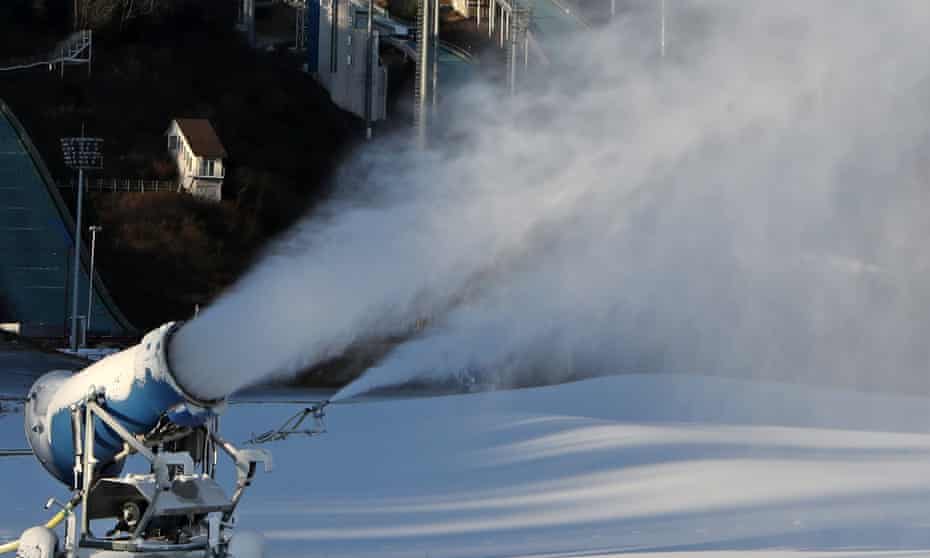 Snow making machine in Pyeongchang in preparation for the 2018 Winter Olympics. The Nigerian women’s bobsled team are hoping to be the first Africans to compete in the event.