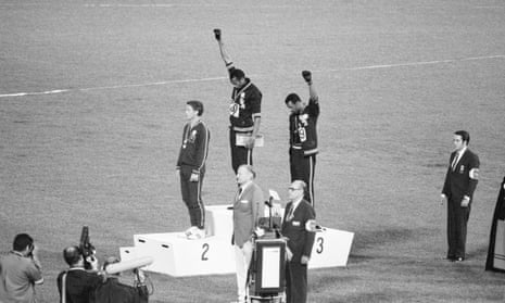Tommie Smith and John Carlos making the black power salute at the 1968 Olympics.