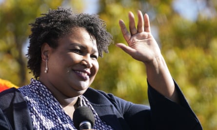 Stacey Abrams at a campaign rally for Joe Biden at Turner Field in Atlanta, in 2020.