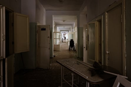 An interior view of a hospital damaged by Russian shelling on 3 July 2026 in Kherson, Ukraine.