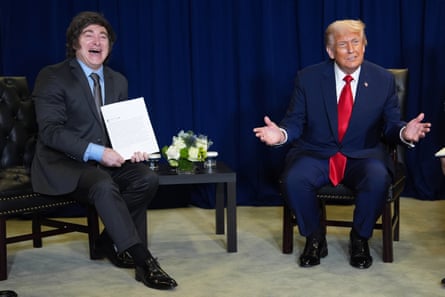 Donald Trump with Javier Milei at the UN general assembly in New York last month.