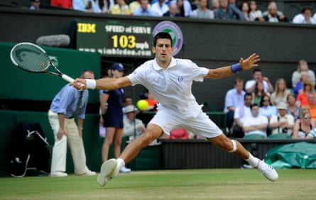 Novak Djokovic in his match with Marcos Baghdatis in 2011