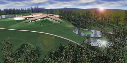 Designs for a large modern building to replace a stately home in Cheshire, by Kathryn Findlay.