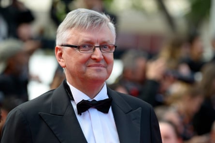 Sergei Loznitsa on the red carpet wearing a tuxedo