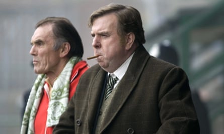 Maurice Roëves as Jimmy Gordon with Timothy Spall as Peter Taylor, right, in The Damned United, 2009.