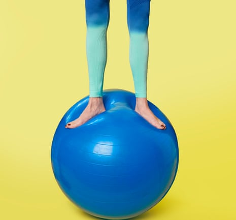 Zoe Williams standing on a giant beach ball