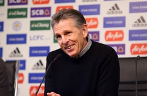 Puel during his Leicester City press conference on Thursday.