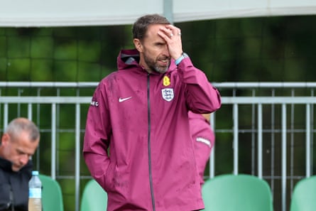 Gareth Southgate looks on during an England training session