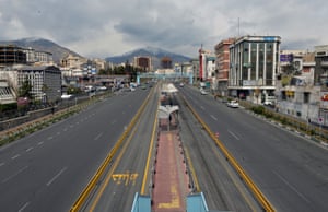 Ashrafi Esfahani road in Tehran is quiet after decision of the closure of workplaces as a precautionary measure against the coronavirus outbreak