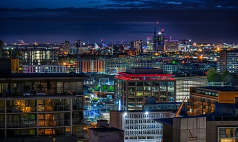 Manchester skyline at night