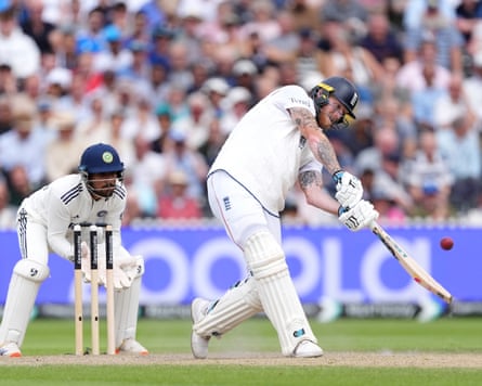 England’s Ben Stokes hits a six.
