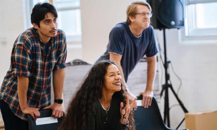 Marcello Cruz, Jaye Griffiths and Ian Porter at rehearsals for Al Smith's Rare Earth Mettle, which opens at the Royal Court on 10 November.