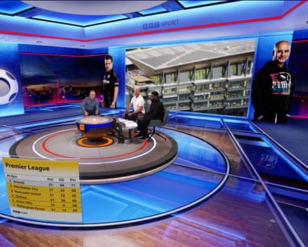 Gary Lineker, Alan Shearer, Micah Richards in the Match of the Day studio