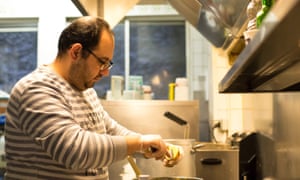 Syrian Chef Mohammed in restaurant kitchen