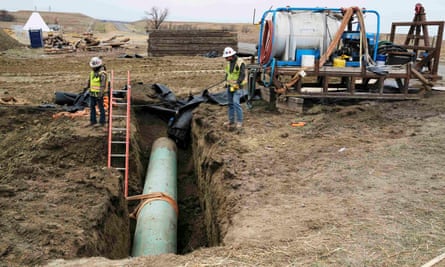 The Dakota Access pipeline under construction. The completed project would carry 470,000 barrels of crude oil a day.