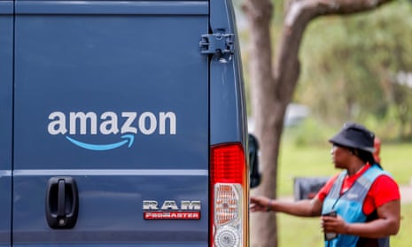 An Amazon delivery van makes a stop at a home in Avondale Estates, Georgia, in September.