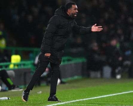 Wilfried Nancy on the touchline during the Europa League match between Celtic and Roma