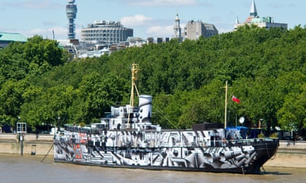 HMS President on the Thames in 2014.