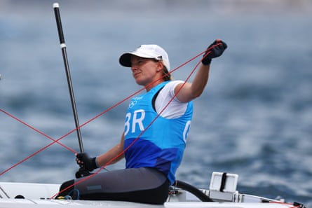 Hannah Mills of Team Great Britain competes in the Women’s 470 class on day seven of the Tokyo 2021 Olympic Games