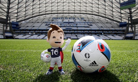 the Euro 2016 mascot and ball