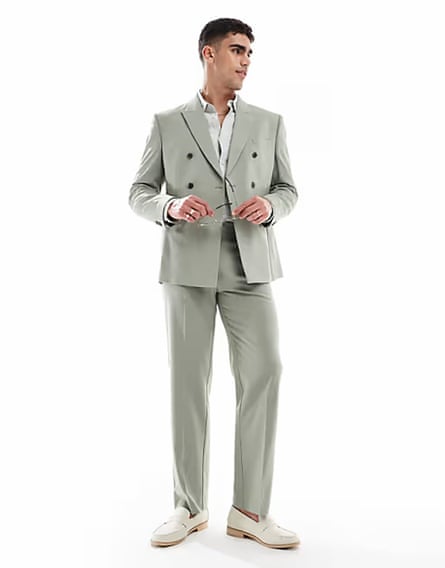 asos double breasted regular suit in sage green