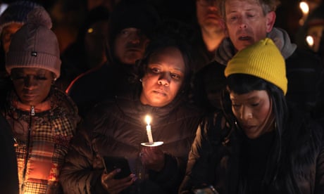 People attend a candlelight vigil at Tobey Skate Park in Memphis, Tennessee, in memory of Tyre Nichols on 26 January.
