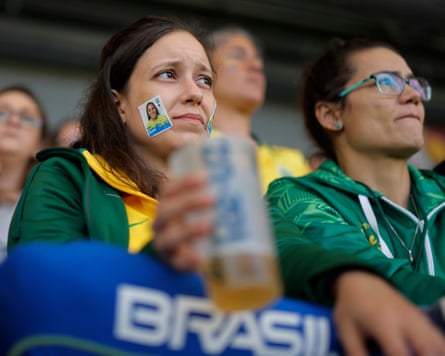 A concerned looking Brazil fan during the Women’s Rugby World Cup 2025 group game against France.