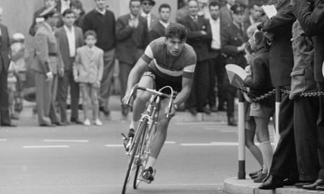 Raymond Poulidor in action at the international time trial in Lugano, Switzerland, in 1961.