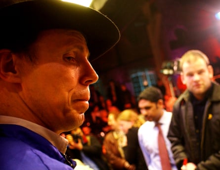 Von Hagens with members of the audience who paid to watch him perform a public autopsy at the Atlantis gallery, London, in 2002.