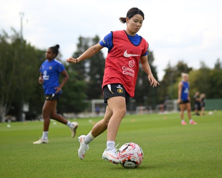 Manaka Matsukubo of Chelsea in action during a training session.