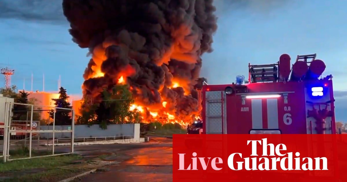 Russia-Ukraine war live: fire rages at Crimea oil depot after suspected drone attack