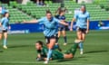 Rhianna Polllicina of Melbourne City celebrates a goal 