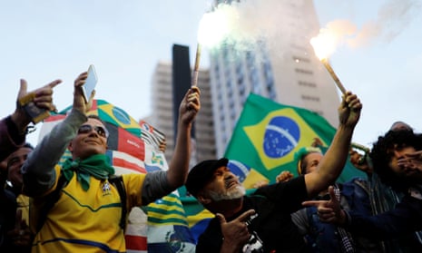 Supporters of Jair Bolsonaro celebrate on election day.