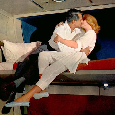 Cary Grant and Eva Marie Saint bunk up in Alfred Hitchcock’s film North by Northwest, 1959.