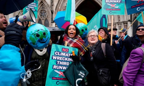 Campaigners against Heathrow expansion celebrate in February after a decision by the court of appeal