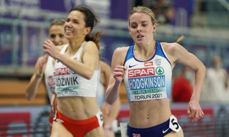 Keely Hodgkinson en route to 800m gold at the European Indoor Athletics Championships in Torun