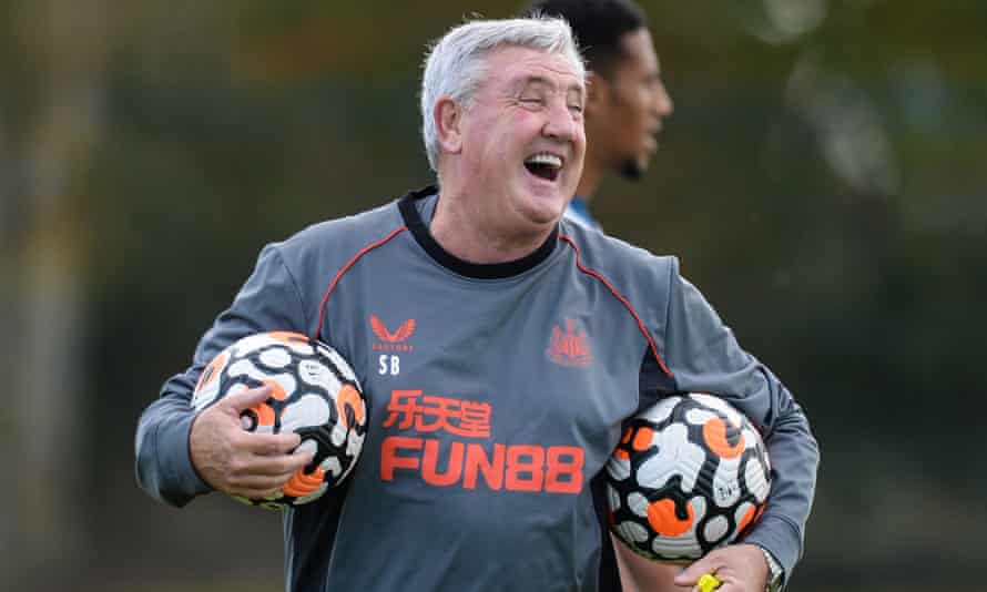 Steve Bruce enjoys a laugh in training on Thursday