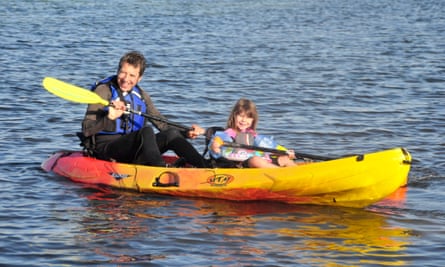 George Monbiot kayaking with his daughter Martha
