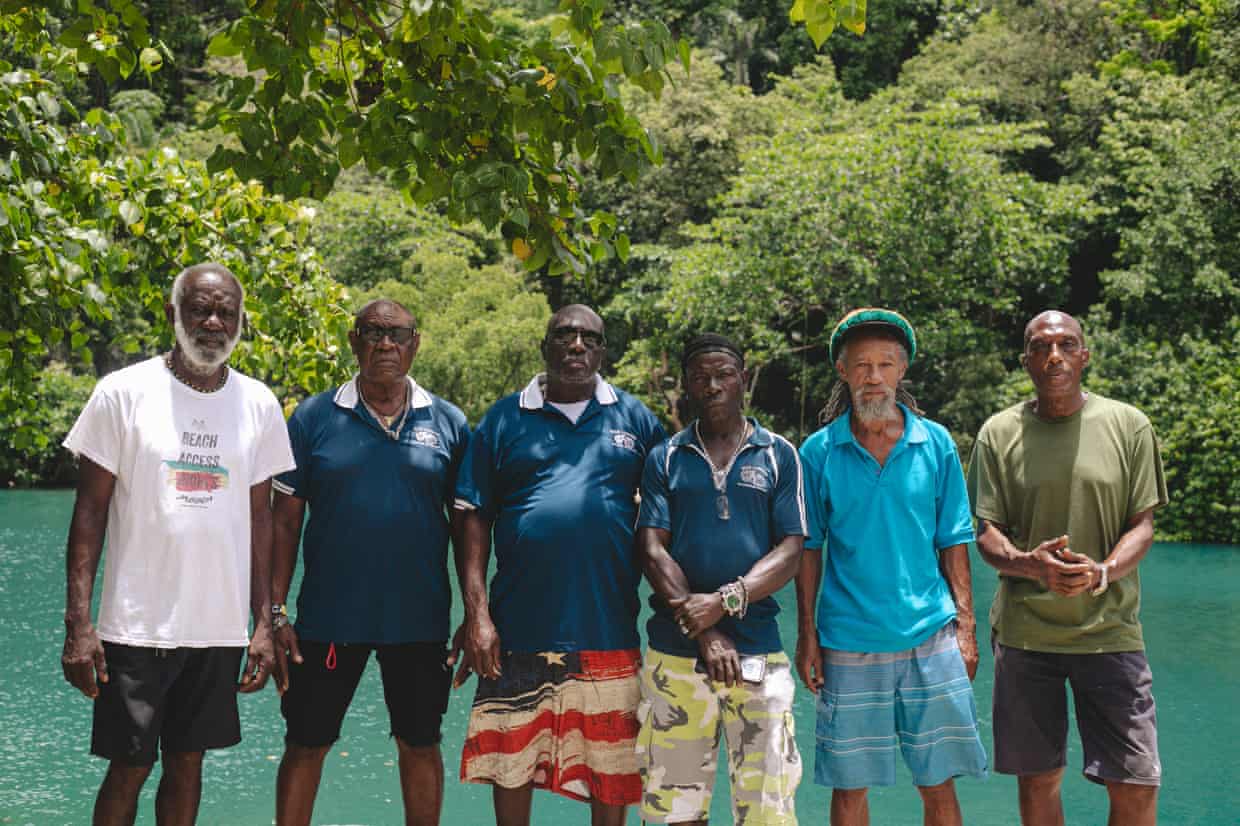 Campaigners at the Blue Lagoon: Wilbourn Carr, Colin Beckford, Roseroy Gay, Leroy Patterson, Roy Williams, Donald Robinson.