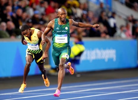Sinesipho Dambile of South Africa celebrates winning the men