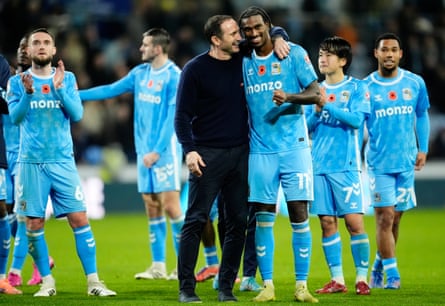Frank Lampard puts an arm around Coventry’s Haji Wright post-match